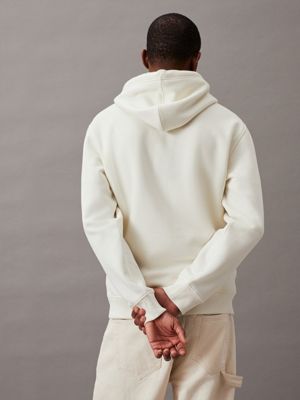 ivory logo tape fleece hoodie for men calvin klein jeans