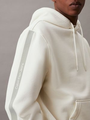 ivory logo tape fleece hoodie for men calvin klein jeans