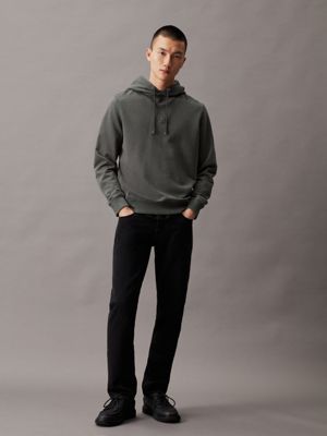 washed black washed cotton monogram hoodie for men calvin klein jeans