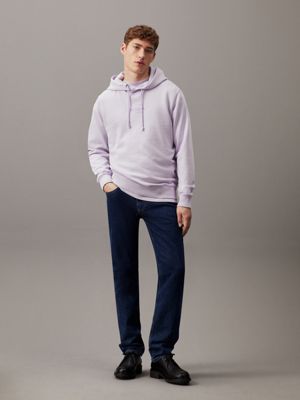 pastel lilac washed cotton monogram hoodie for men calvin klein jeans