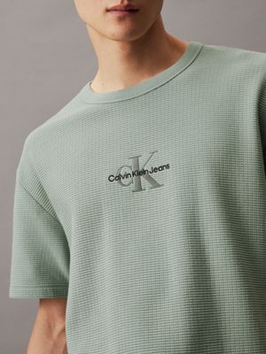 Lässiges Monogramm-T-Shirt mit Waffelstruktur Calvin Klein 