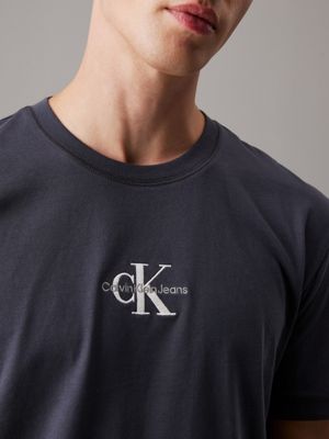 t-shirt con monogramma ebony da uomini calvin klein jeans