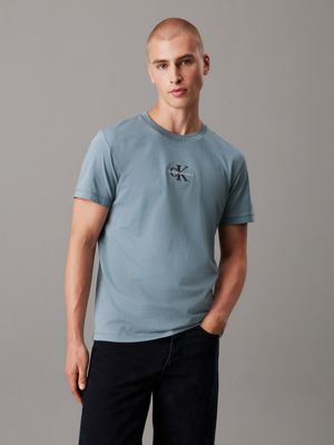 blue grey monogram t-shirt for men calvin klein jeans