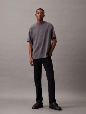 washed black relaxed washed cotton t-shirt for men calvin klein jeans