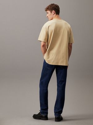 pale khaki relaxed washed cotton t-shirt for men calvin klein jeans