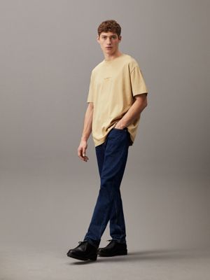 pale khaki relaxed washed cotton t-shirt for men calvin klein jeans