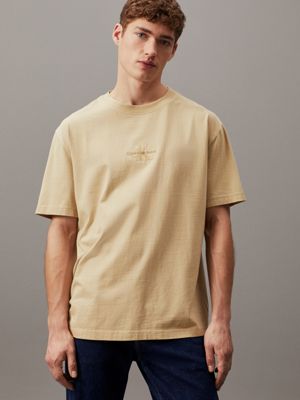 khaki relaxed washed cotton t-shirt for men calvin klein jeans