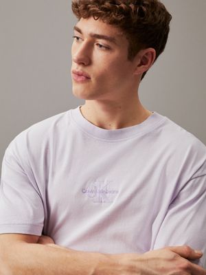 pastel lilac relaxed washed cotton t-shirt for men calvin klein jeans