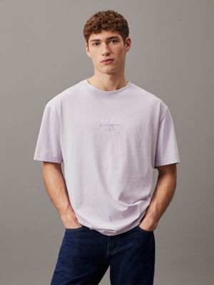 purple relaxed washed cotton t-shirt for men calvin klein jeans