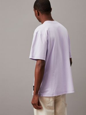 pastel lilac relaxed badge t-shirt for men calvin klein jeans