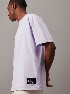 pastel lilac relaxed badge t-shirt for men calvin klein jeans