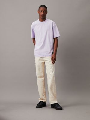 pastel lilac relaxed badge t-shirt for men calvin klein jeans