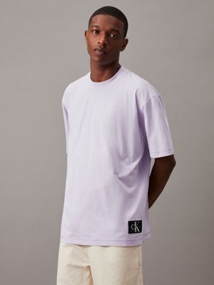 purple relaxed badge t-shirt for men calvin klein jeans