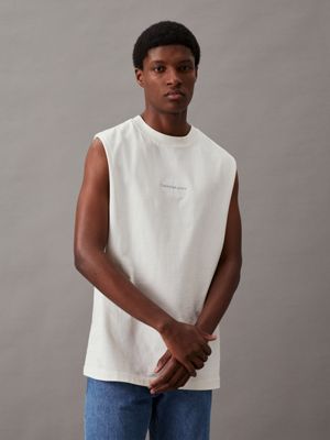 white monogram tank top for men calvin klein jeans