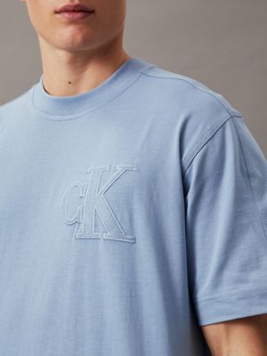 faded denim textured logo t-shirt for men calvin klein jeans