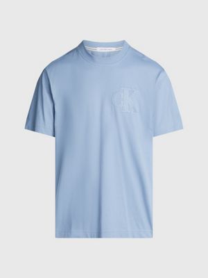 faded denim textured logo t-shirt for men calvin klein jeans