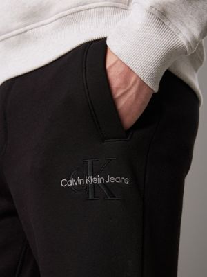 ck black fleece monogram joggers for men calvin klein jeans