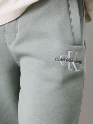 slate gray fleece monogram joggers for men calvin klein jeans