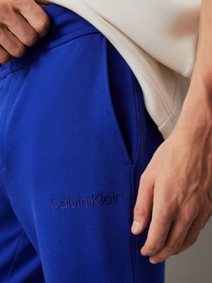 sapphire blue cotton terry joggers for men calvin klein jeans