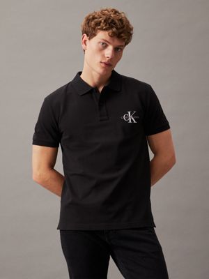 black monogram polo shirt for men calvin klein jeans