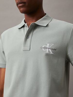 slate gray monogram polo shirt for men calvin klein jeans