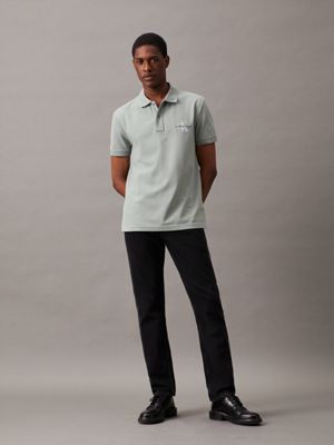 slate gray monogram polo shirt for men calvin klein jeans