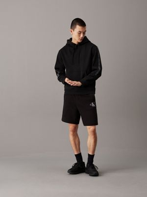 ck black monogram fleece jogger shorts for men calvin klein jeans