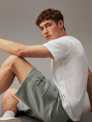 slate gray waffle cargo jogger shorts for men calvin klein jeans