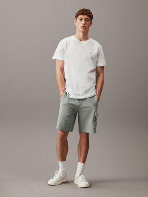 slate gray waffle cargo jogger shorts for men calvin klein jeans