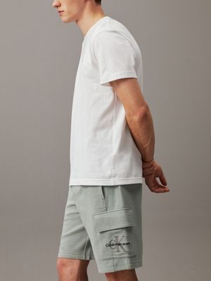 grey waffle cargo jogger shorts for men calvin klein jeans