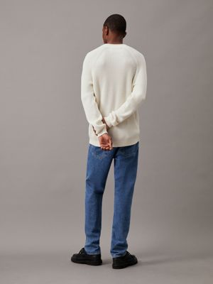 ivory ribbed cotton jumper for men calvin klein jeans