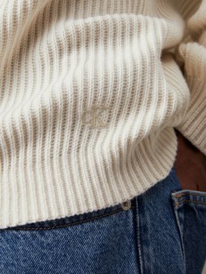 ivory ribbed cotton jumper for men calvin klein jeans