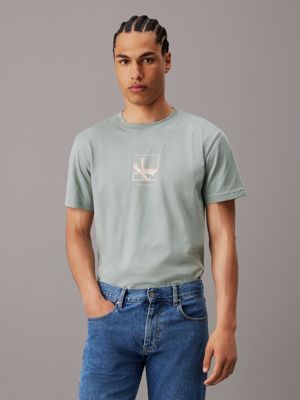 grey graphic logo t-shirt for men calvin klein jeans