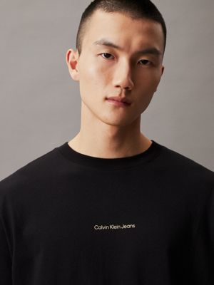 ck black multi logo long sleeve t-shirt for men calvin klein jeans