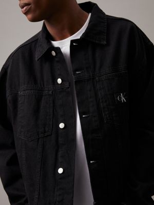 denim black relaxed denim jacket for men calvin klein jeans