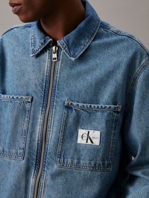 denim light zip up denim shirt jacket for men calvin klein jeans