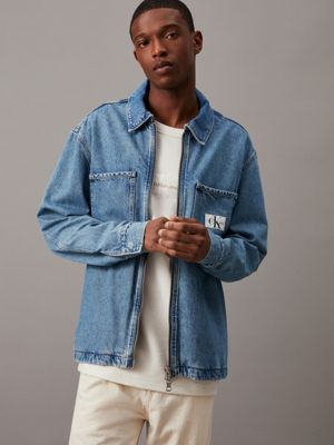 denim zip up denim shirt jacket for men calvin klein jeans