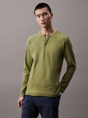 Long sleeve Henley Shirt for Herren in Green