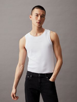 white slim ribbed tank top for men calvin klein jeans