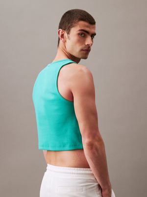 pool green slim ribbed tank top - pride for men calvin klein jeans