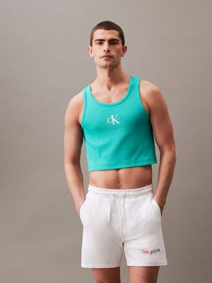 pool green slim ribbed tank top - pride for men calvin klein jeans