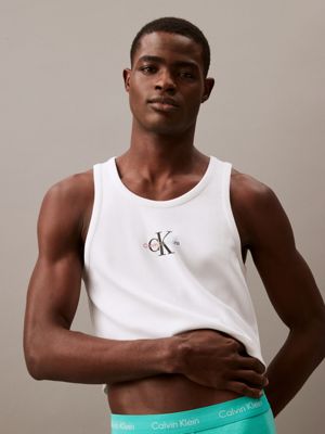 white slim ribbed tank top - pride for men calvin klein jeans