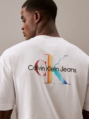 bright white oversized monogram t-shirt - pride for men calvin klein jeans