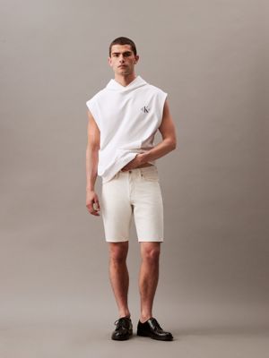 bright white relaxed sleeveless hoodie - pride for men calvin klein jeans