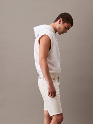 bright white relaxed sleeveless hoodie - pride for men calvin klein jeans