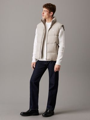 flint gray down puffer gilet for men calvin klein jeans