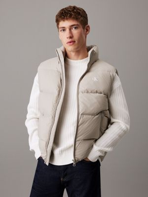 grey down puffer gilet for men calvin klein jeans