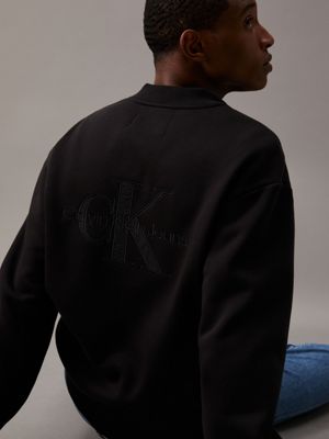 ck black monogram fleece bomber jacket for men calvin klein jeans