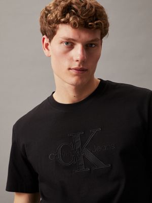 ck black tonal monogram t-shirt for men calvin klein jeans