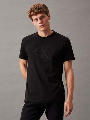 black tonal monogram t-shirt for men calvin klein jeans